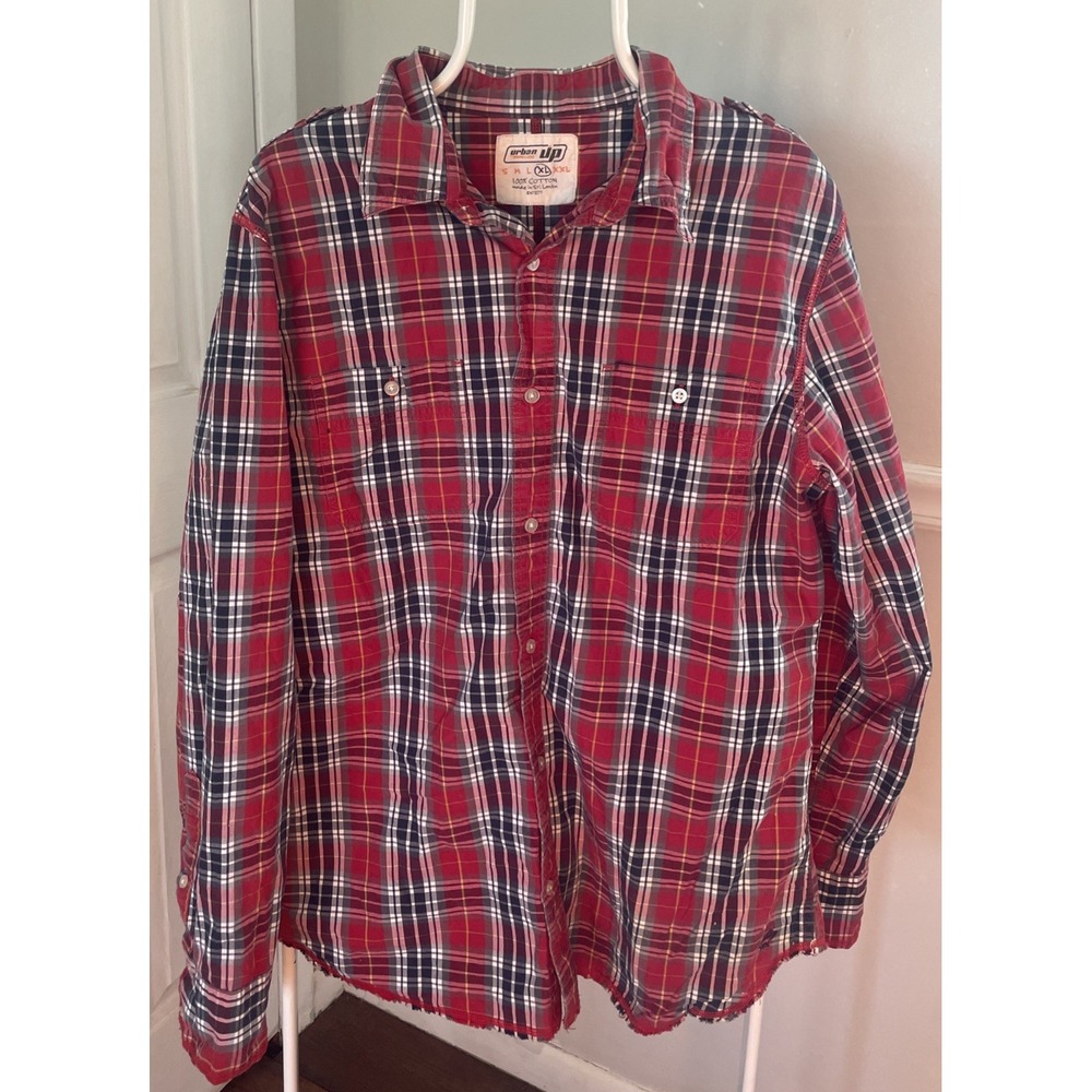 Urban Pipeline Shirt Mens XXL Red Plaid Button Up Chest Pockets